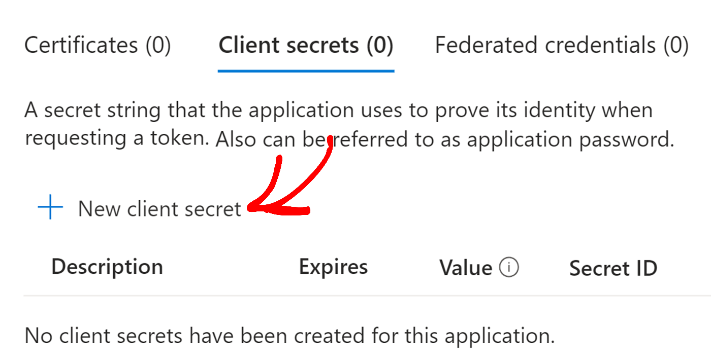 new client secret Click on new client secret