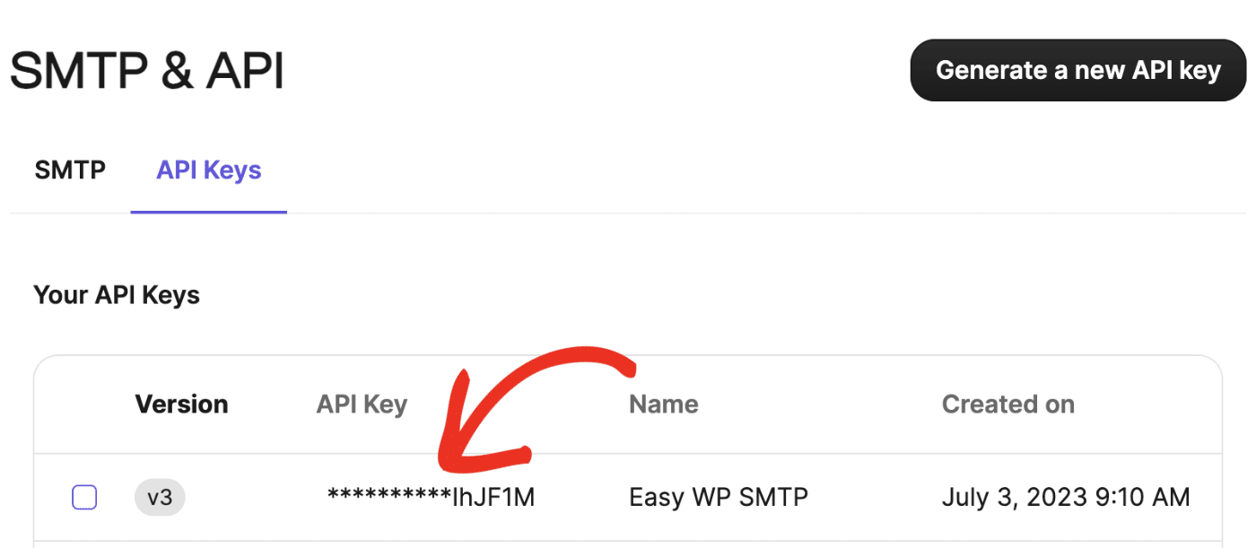Masked API Key in Brevo Masked API key in Brevo