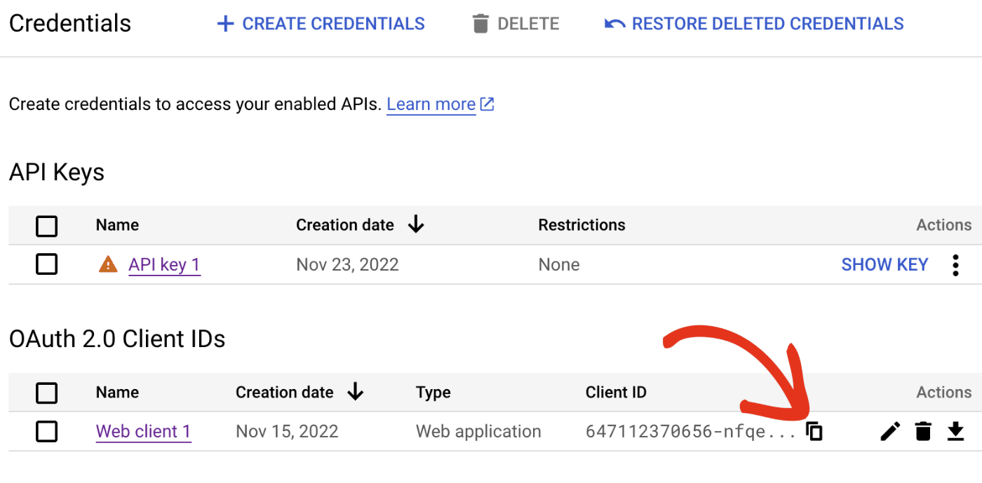Copy Client ID Copy client ID