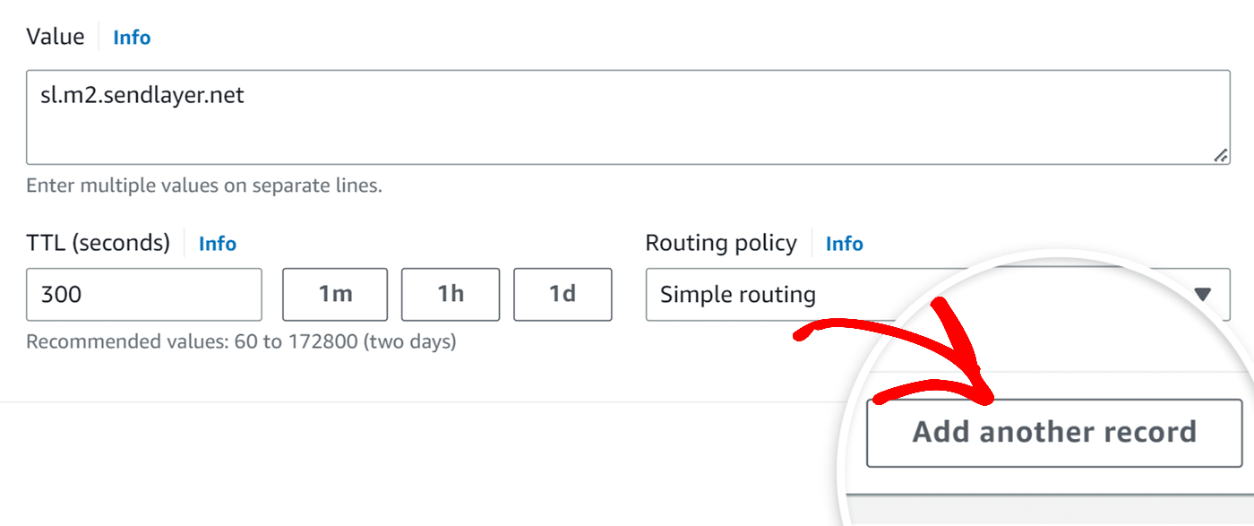 Add another record button Click Add another record button