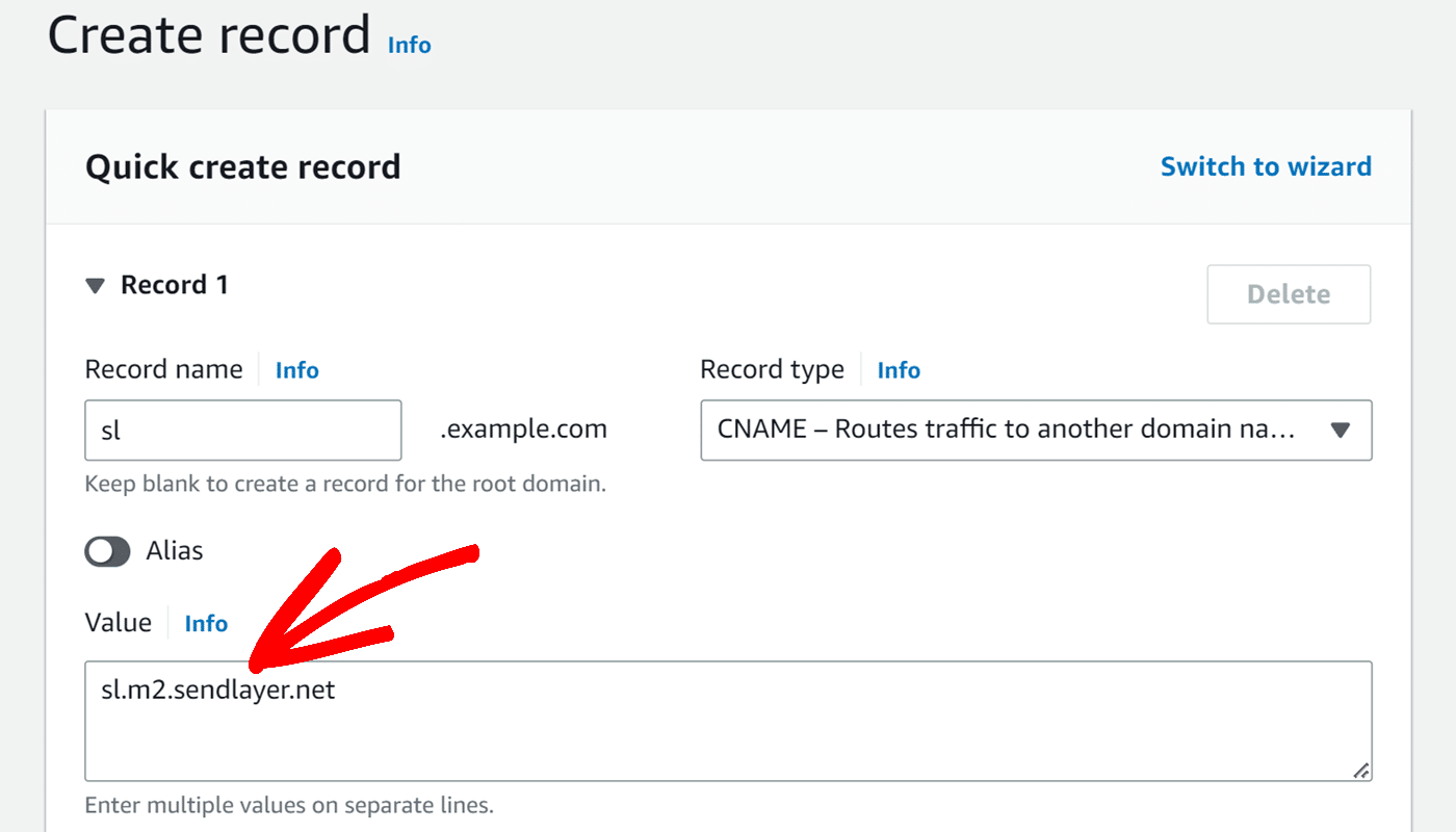 paste value in Amazon Route 53 Paste value in Amazon Route 53