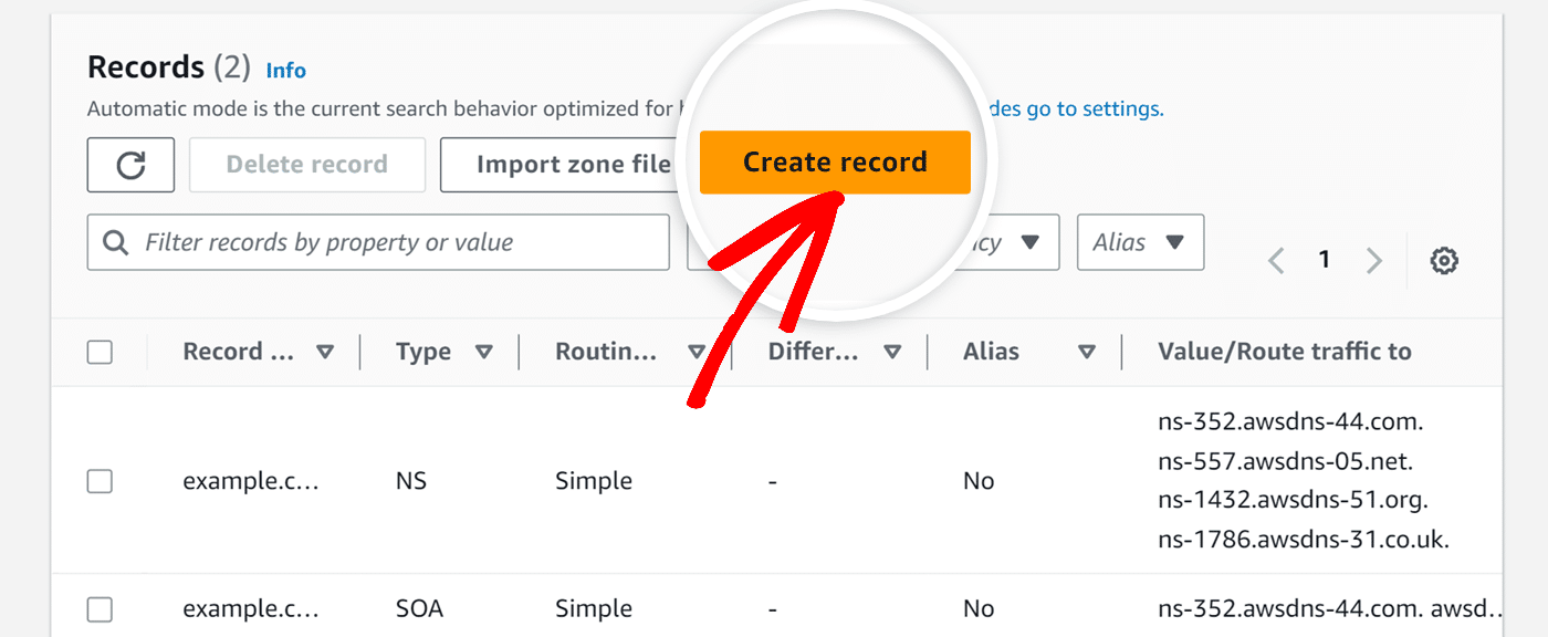 Create record button Click Create record button