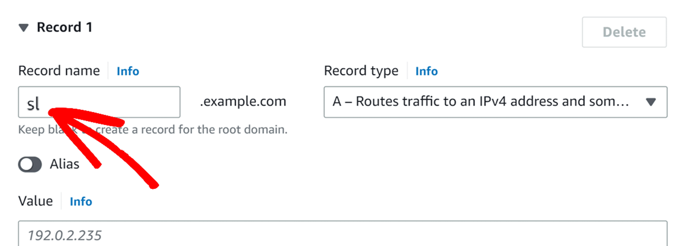 Enter Record name Enter Record name Amazon Route 53