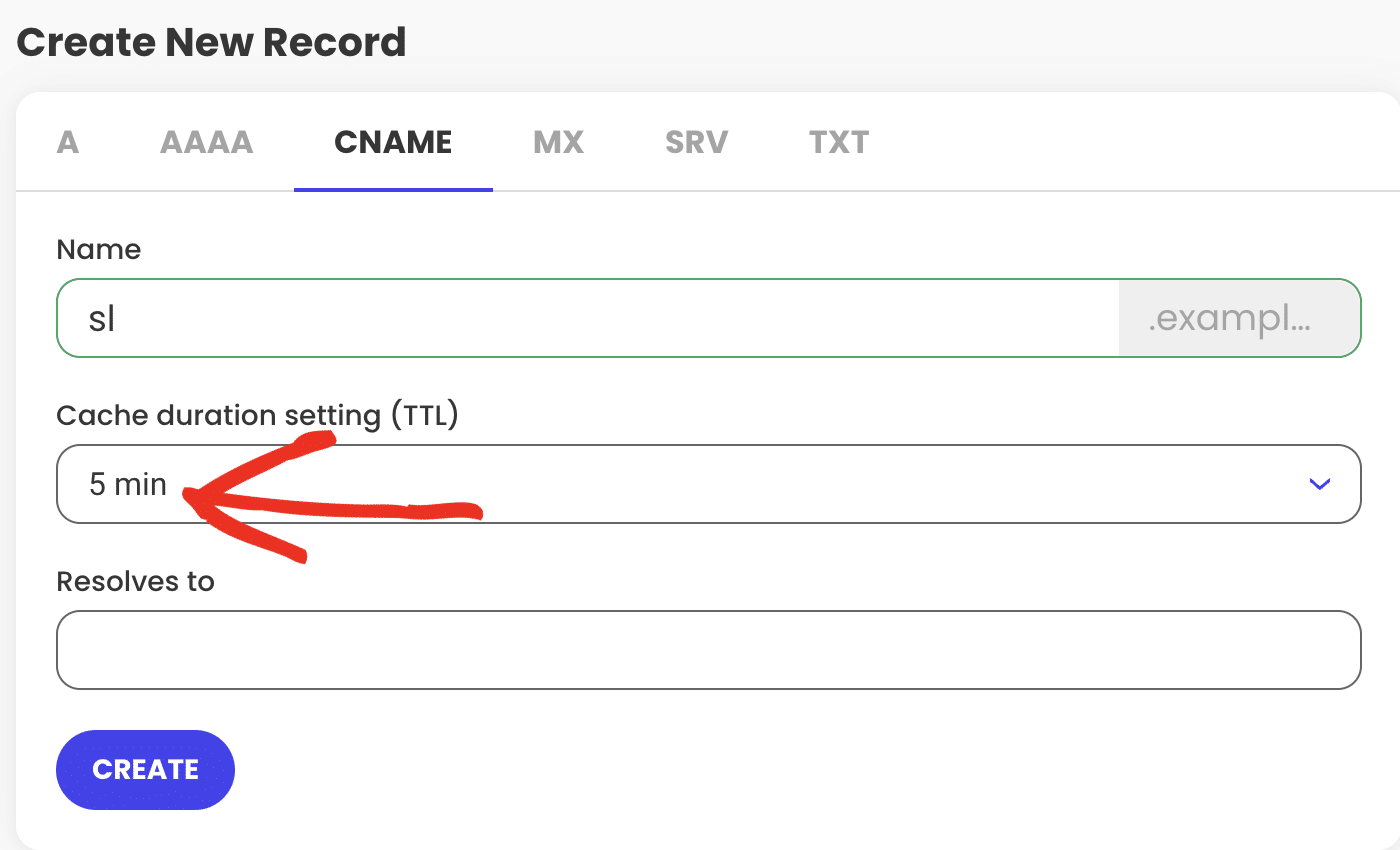 Set Time To Live to 5 Minutes Set time to live to 5 minutes