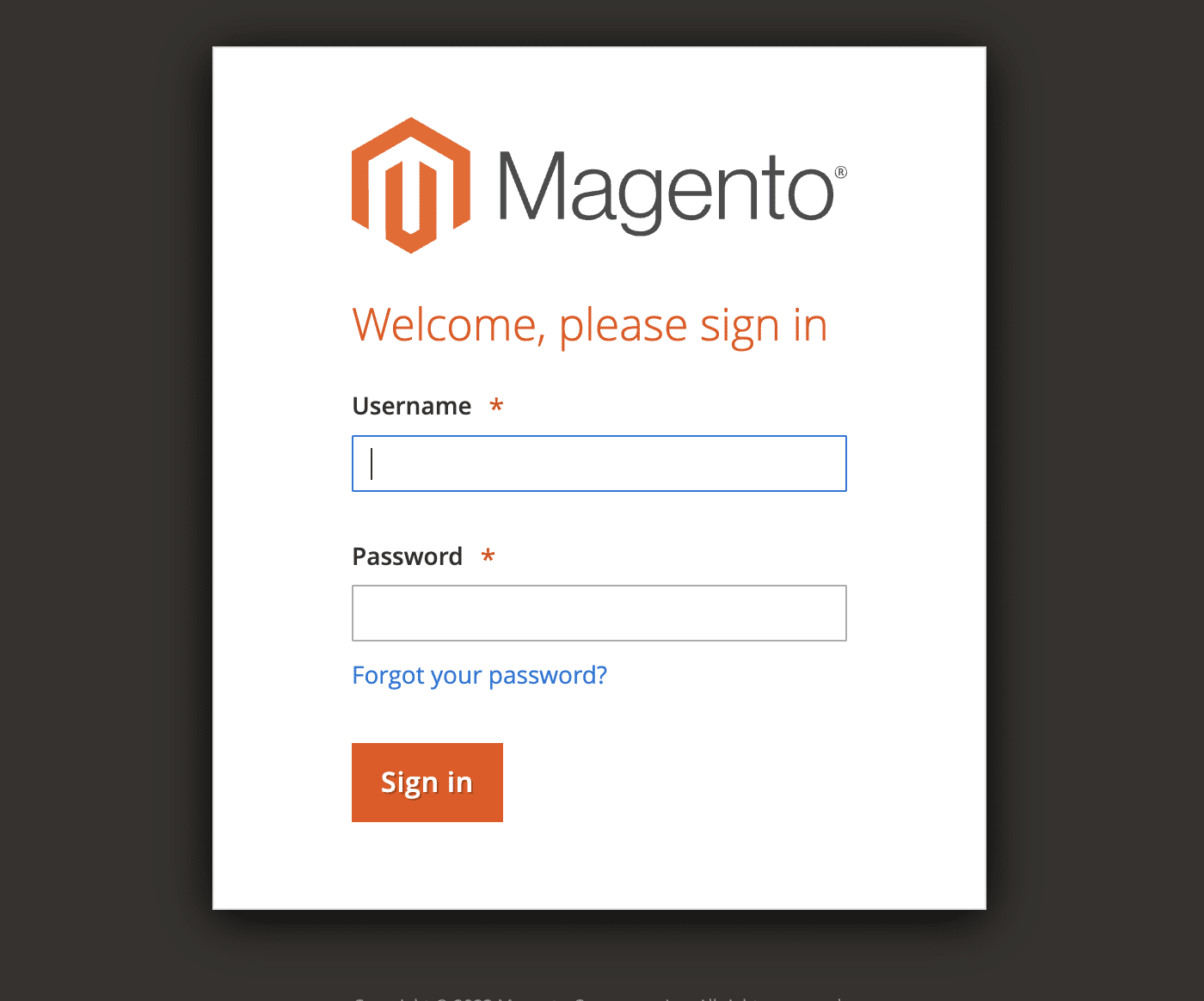 Magento Admin Login