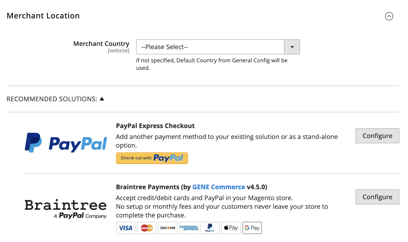 Magento Payment Settings