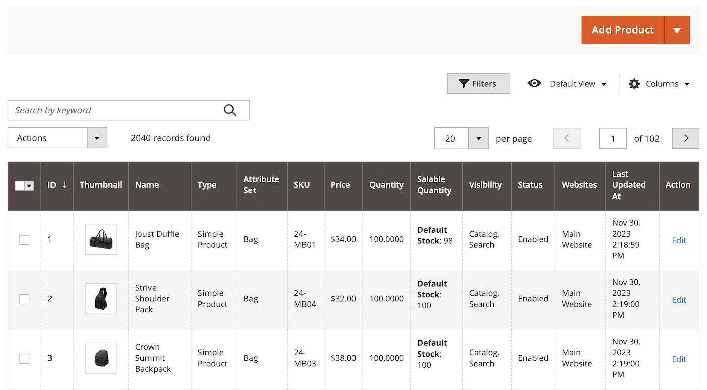 Magento Product Inventory