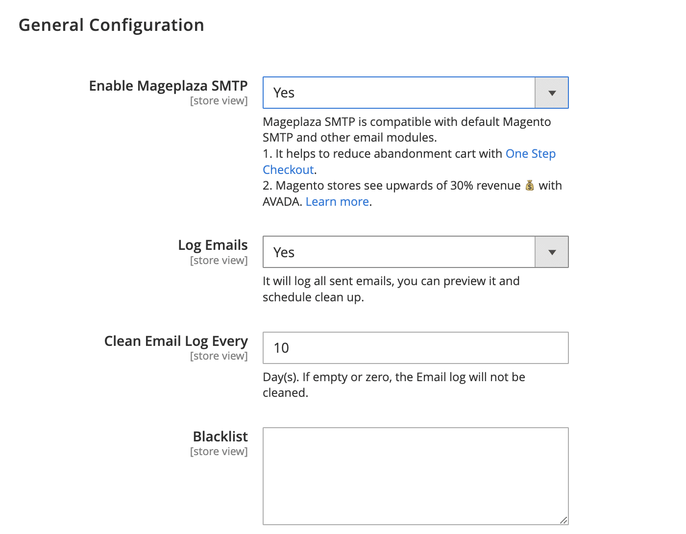 SMTP Extension Configuration