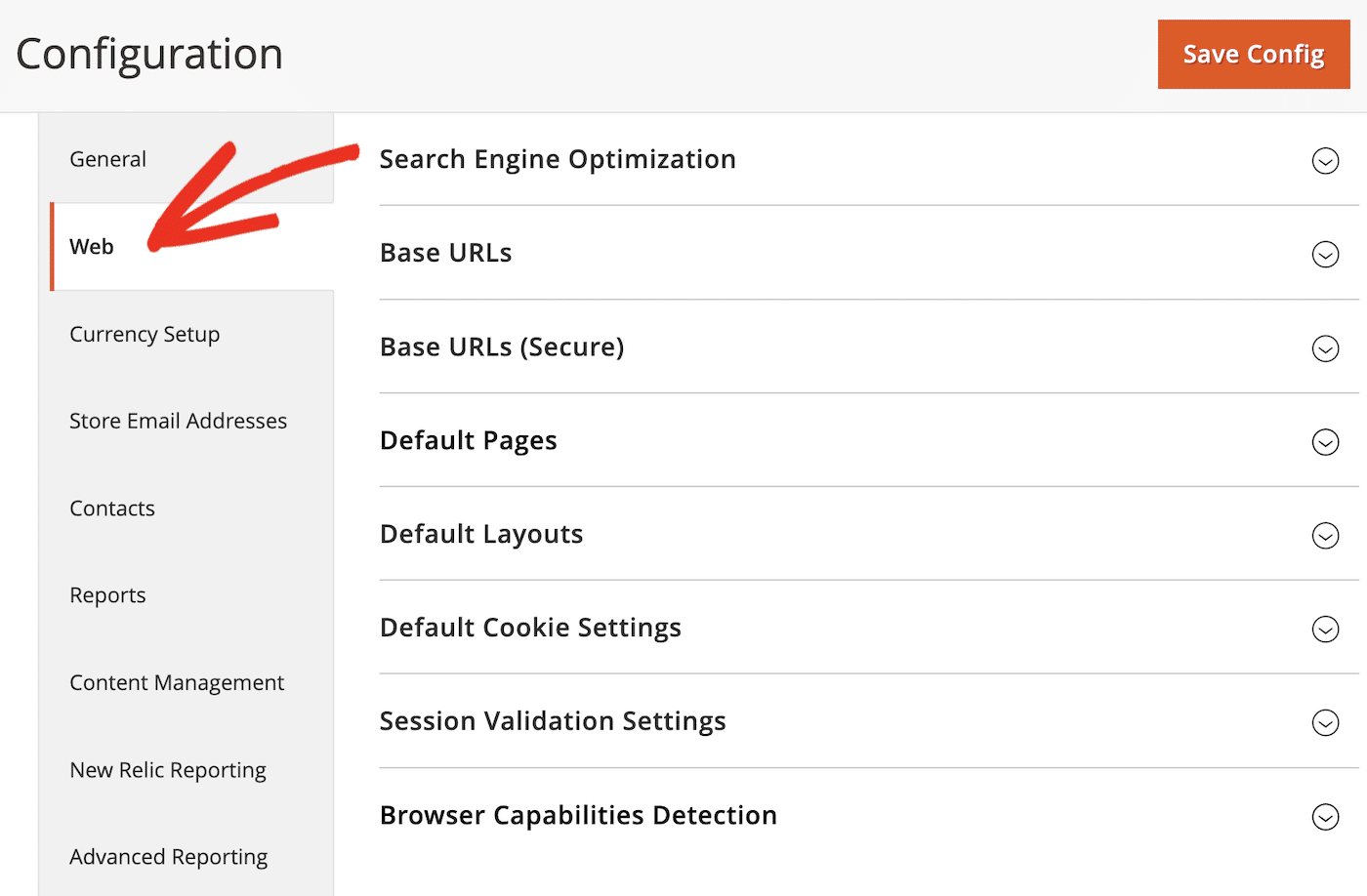 Web Configuration Settings