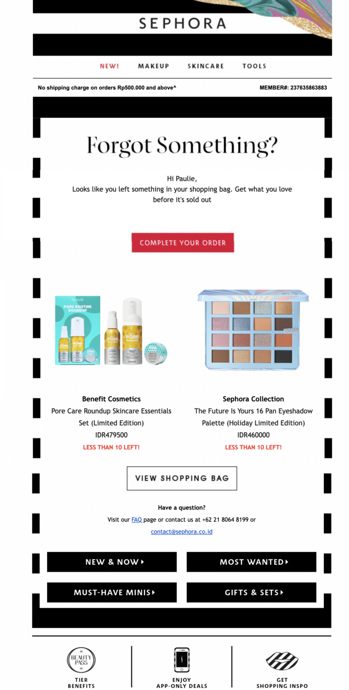 Example Abandoned Cart Email