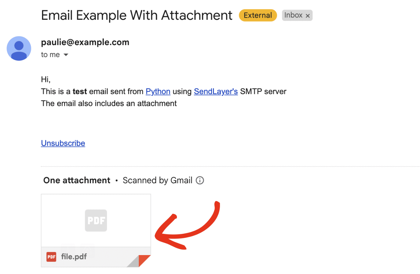 Send email in python example with attachment
