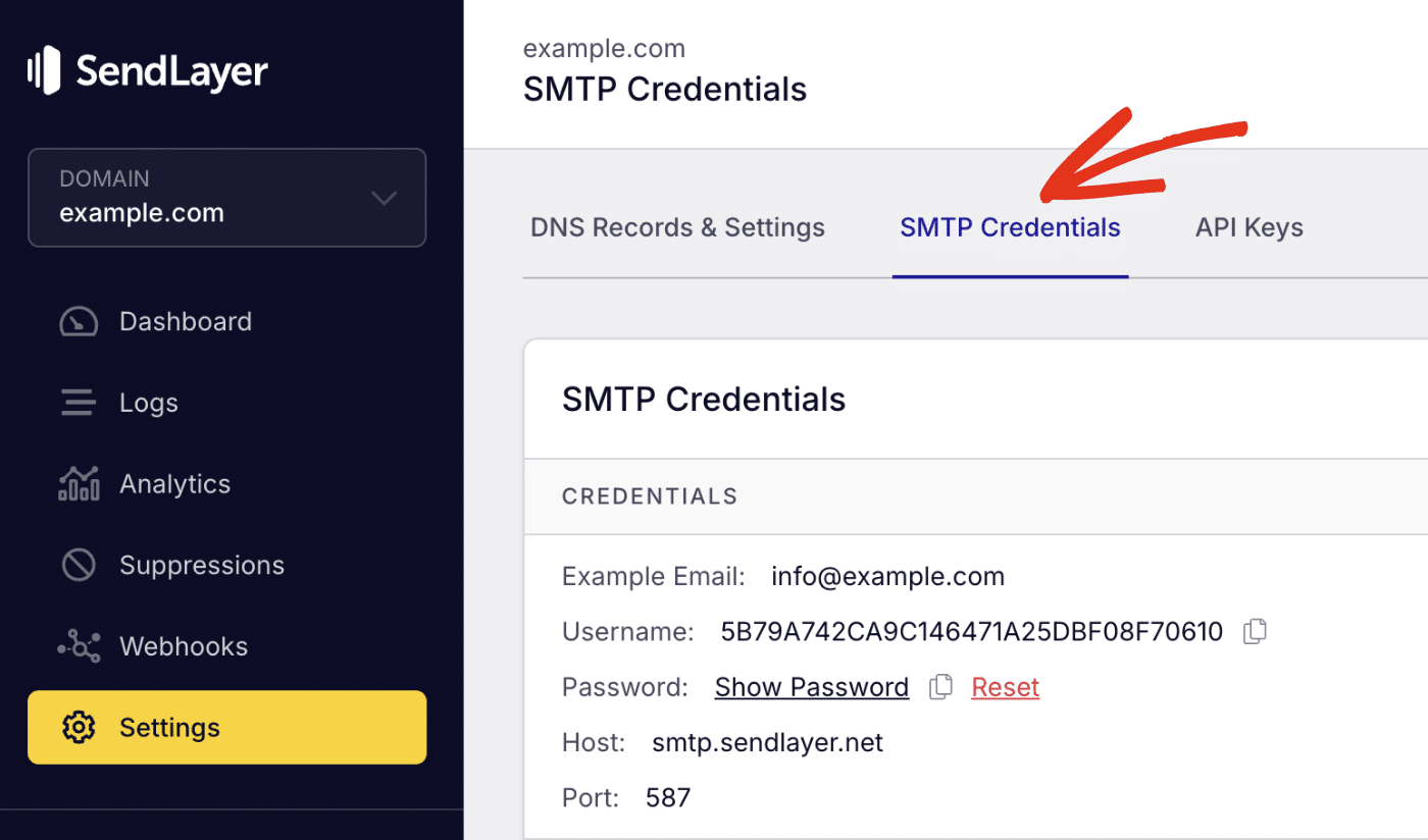 SMTP credentials