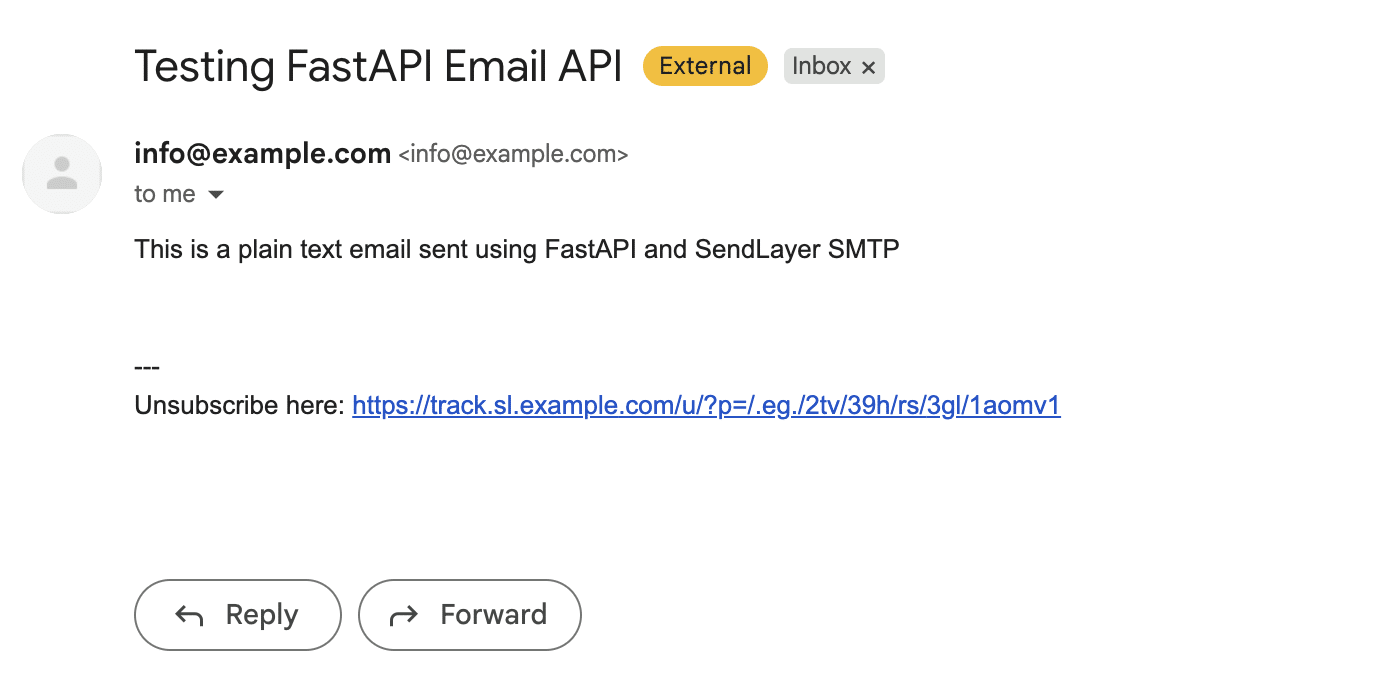 send email in FastAPI gmail inbox