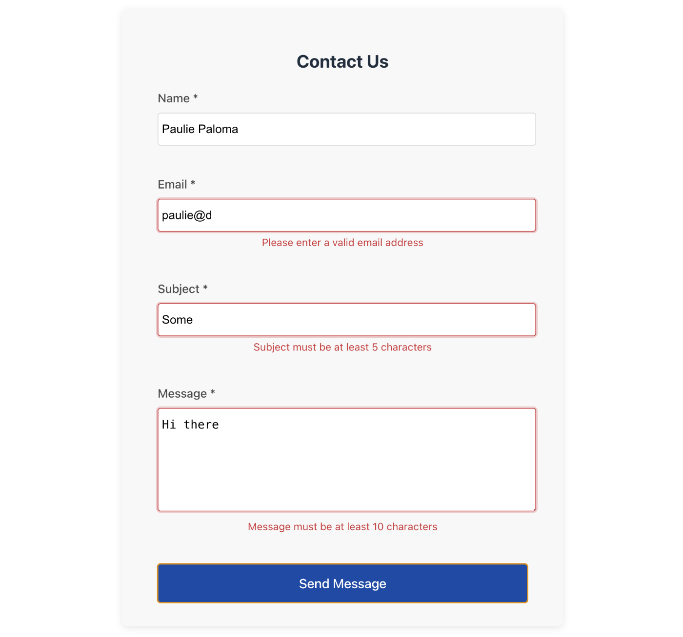 Form input validation
