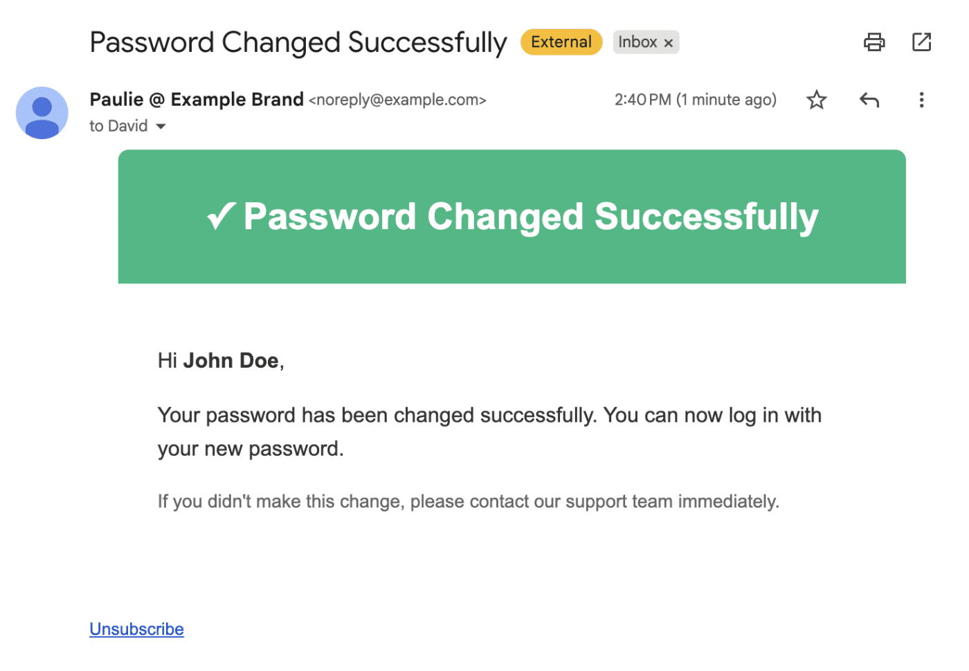 Password changed successfully