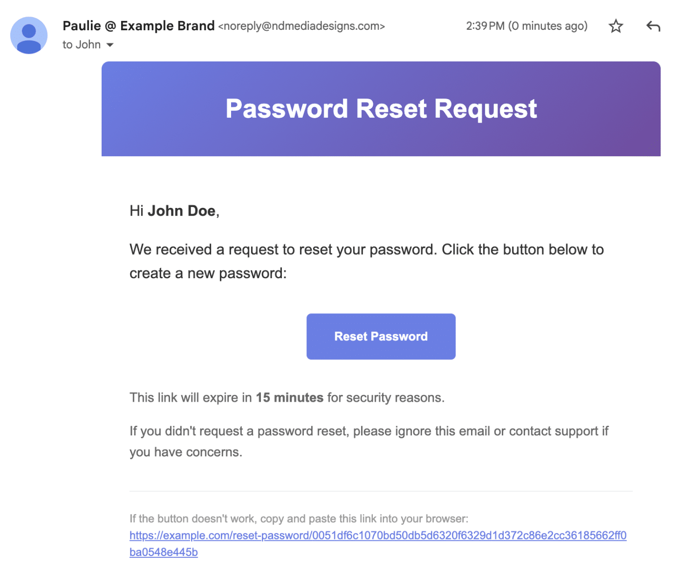 Node.js password reset email example