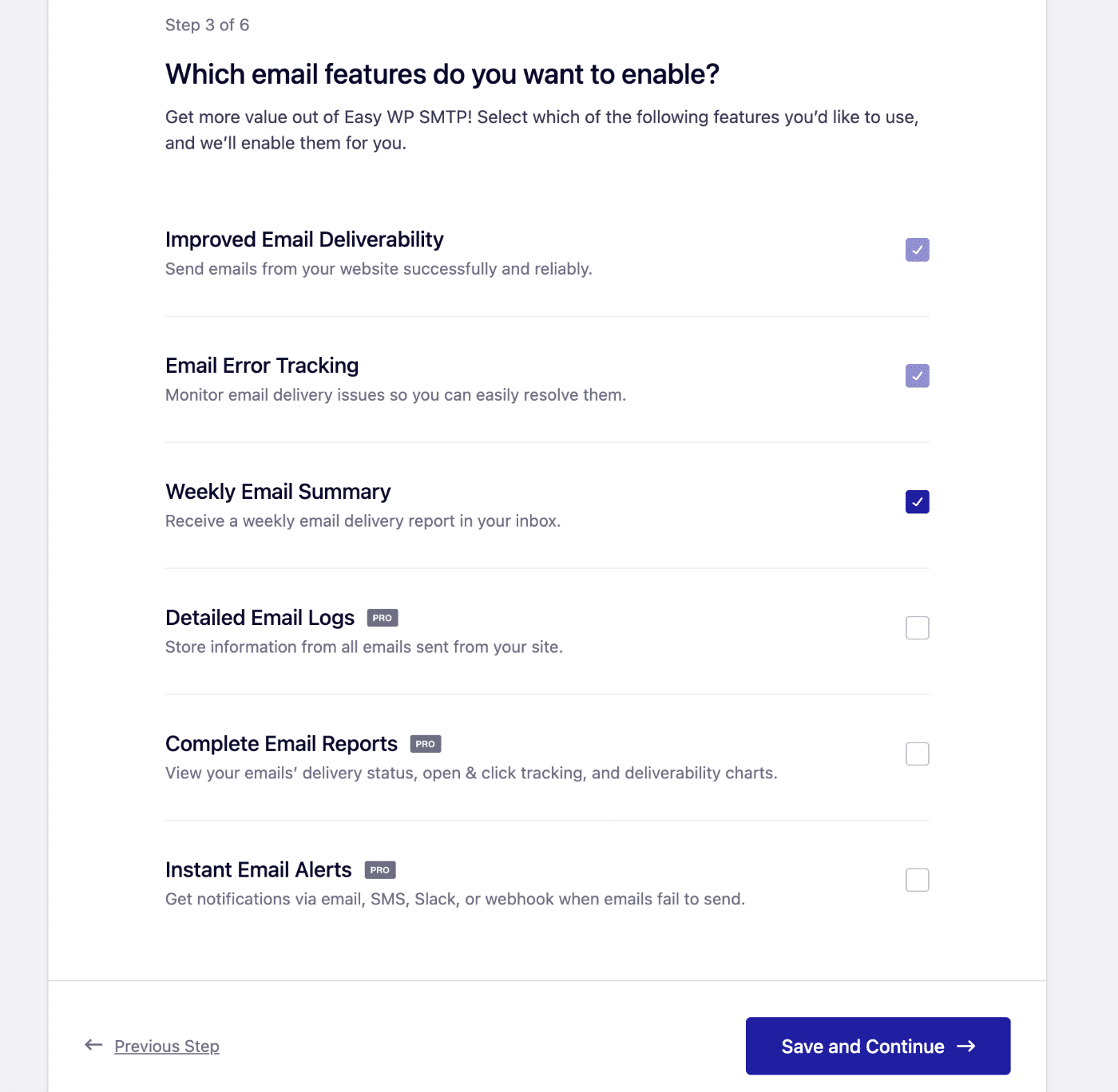 Email features in Easy WP SMTP Setup Wizard