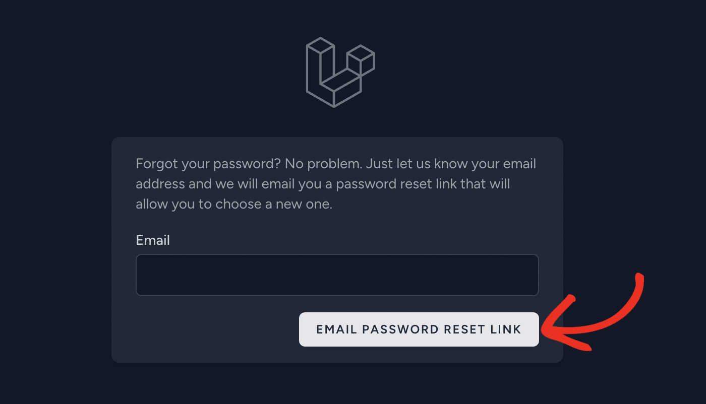 Click the send password reset link button