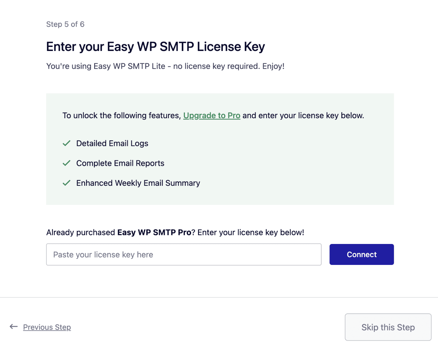 Setup Wizard Verify license key