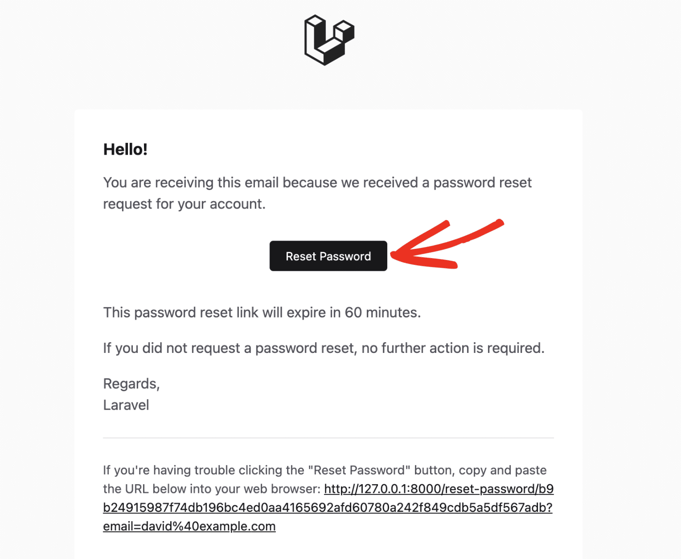 Click reset password