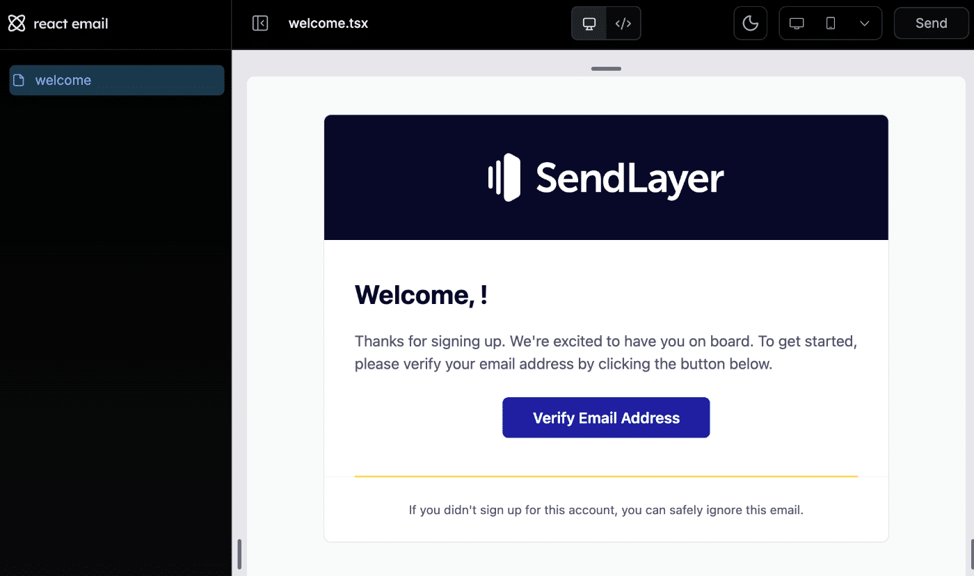 React Email template example